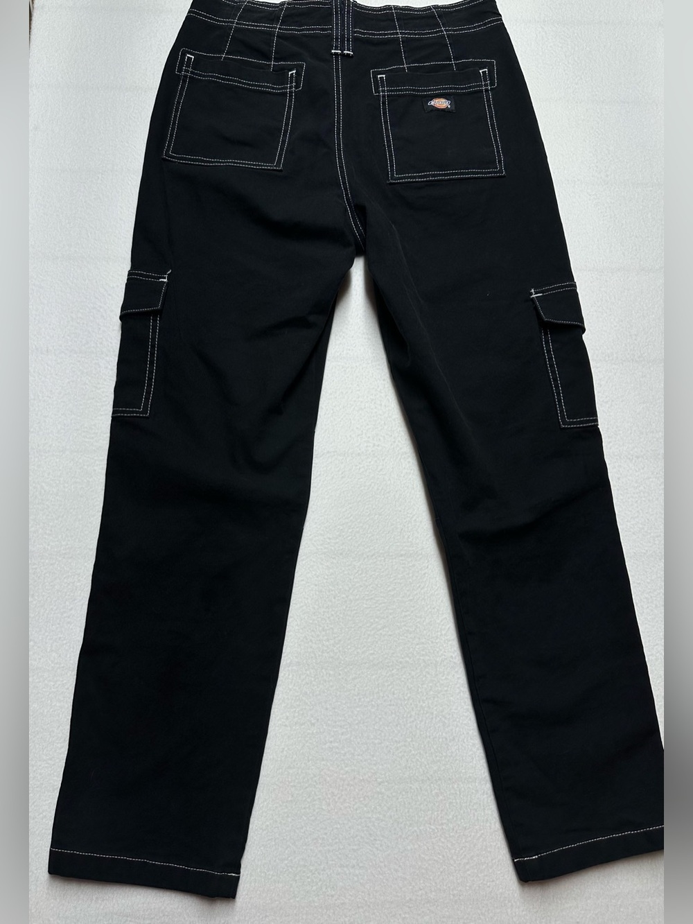Dickies Women’s Black Cargo Carpenter Pants Contrast Stitch 28x30 Y2K